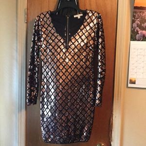 Gold sequined mini dress